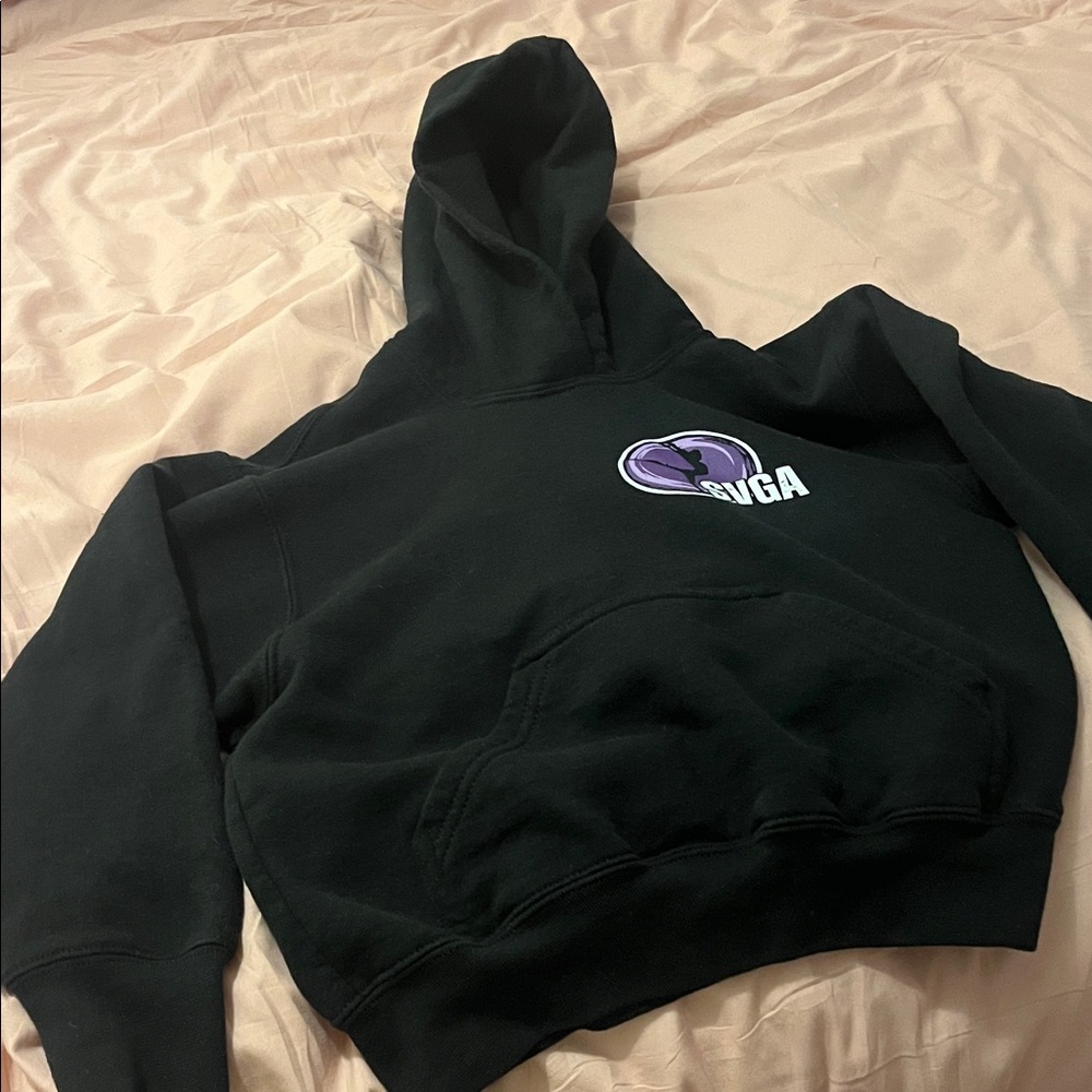 Giles Black Hoodie with Purple Logo